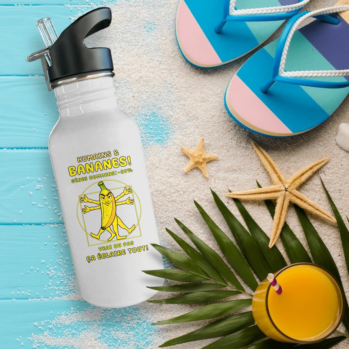Image front ❀ Bouteille Inox Avec Paille ~Premium ✦ LA BANANE DE VITRUVE [🌐 FR] ✨