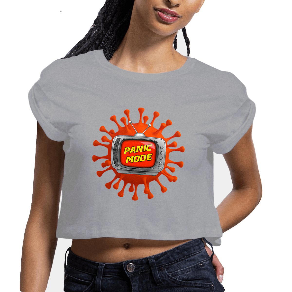 Image front ❀ Crop Top Léger Femme ~Premium+ ✦ PANIC MODE [🌐 FR] ✨