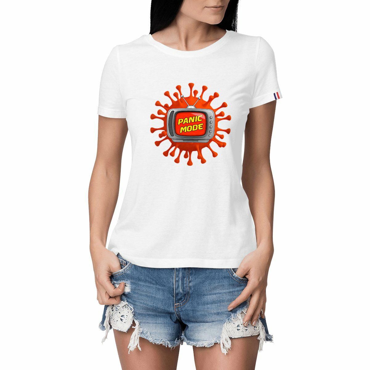 Image front ❀ T-Shirt Mi-Épais Femme Made in France ~Premium+ ✦ PANIC MODE [🌐 FR] ✨