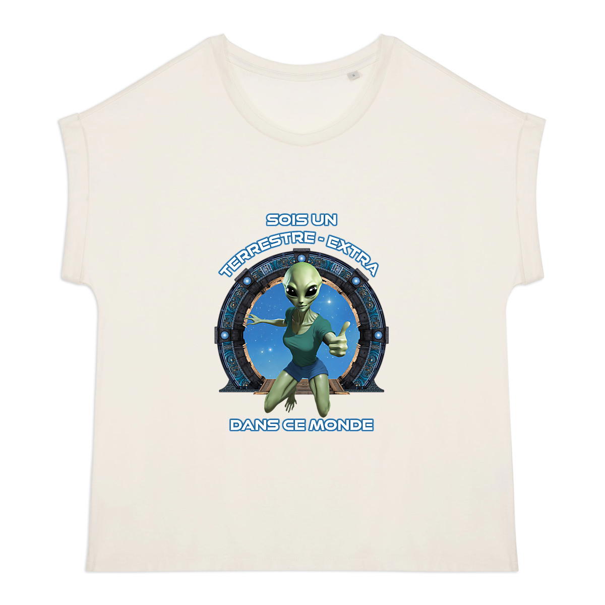 Image back ❀ T-Shirt Mi-Léger Femme Manches à Revers ~Premium ✦ ZETA (ALIEN) [🌐 EN] ✨