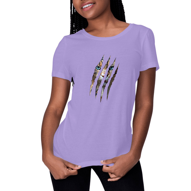 Image front ❀ T-Shirt Mi-Léger Femme ~Premium+ ✦ LA GRIFFE DU CHAT [🌐 INT] ✨