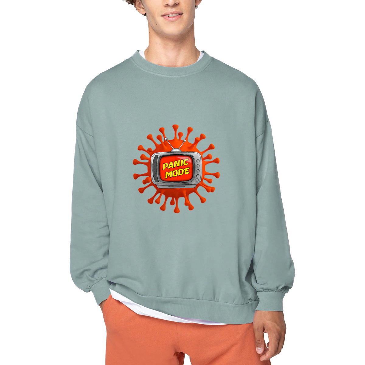 Image front ❀ Sweat-Shirt Standard Oversize Unisexe Made in Portugal ~Premium+ ✦ PANIC MODE [🌐 FR] ✨