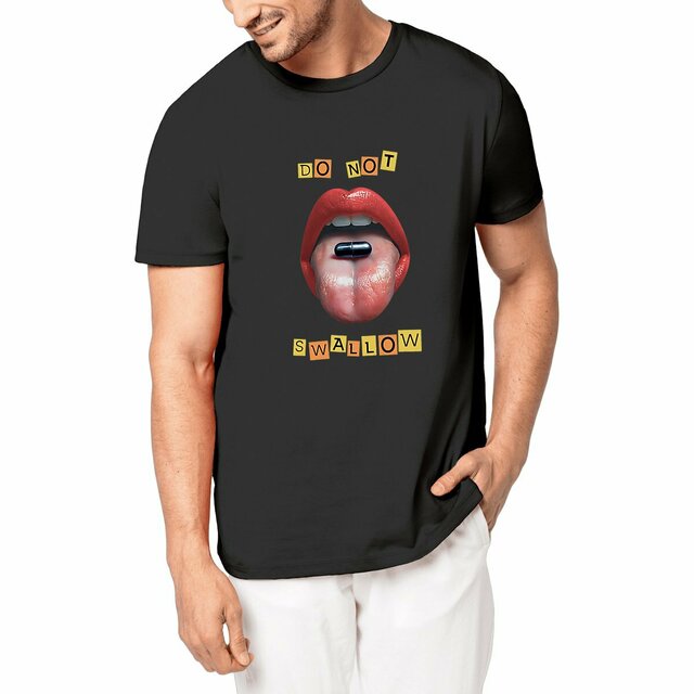 Image front ❀ T-Shirt Unisexe Mi-Épais Made in Portugal ✦ BLACK PILL - NE PAS AVALER [🌐 EN] ✨
