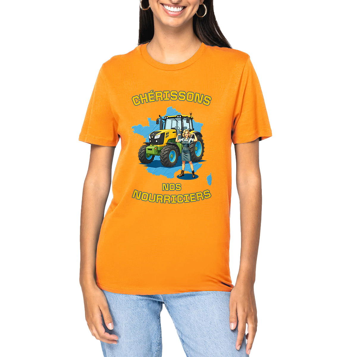 Image front ❀ T-Shirt Mi-Épais Unisexe ~Premium+ ✧ SOUTENONS NOS FERMES [🌐 FR] ✨