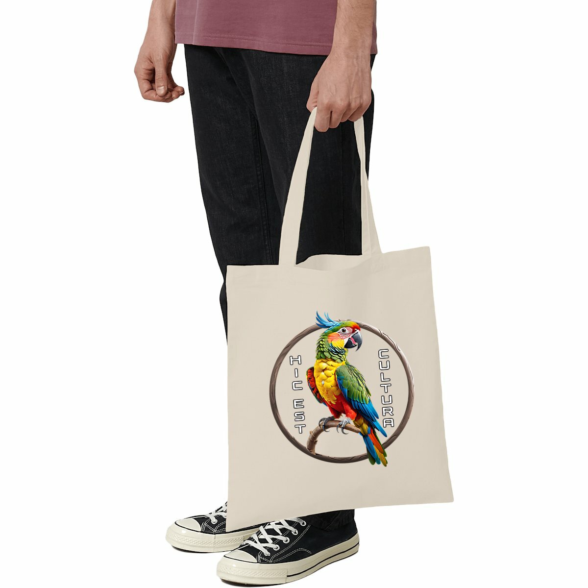 Image front ❀ Totebag Léger ~Premium ✦ PERROQUET [🌐 LAT] ✨