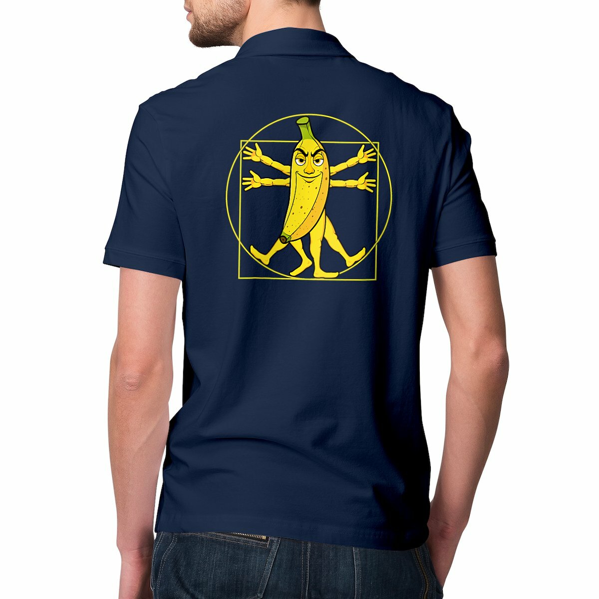 Image front ❀ Polo Mi-Épais Homme ~Premium Visuel Devant & au Dos ✦ LA BANANE DE VITRUVE [🌐 FR] ✨