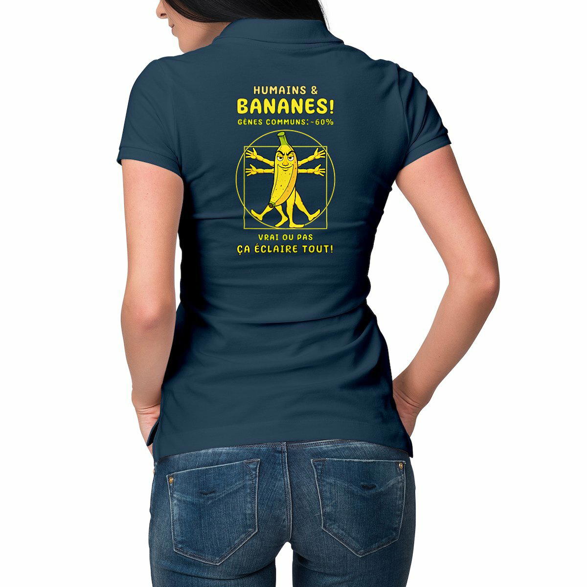 Image front ❀ Polo Mi-Épais Femme ~Premium Visuel Devant & au Dos ✦ LA BANANE DE VITRUVE [🌐 FR] ✨