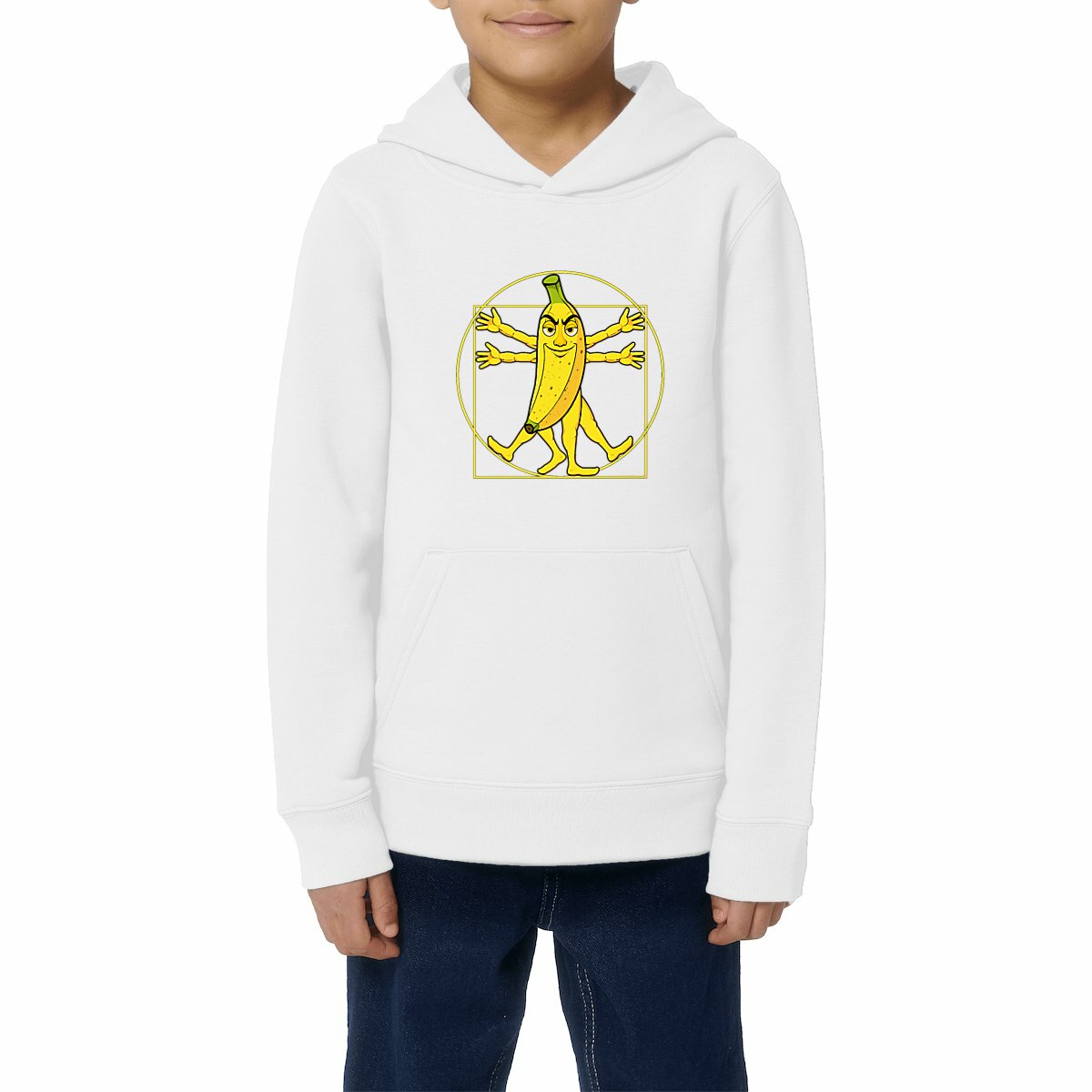Image front ❀ Sweat-Shirt Standard à Capuche Unisexe Enfant ~Premium ✦ LA BANANE DE VITRUVE [🌐 FR] ✨
