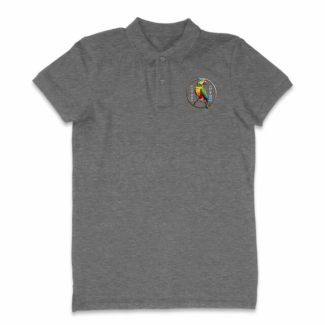 Image back ❀ Polo Mi-Épais Homme ~Premium Visuel Devant & au Dos ✦ PERROQUET [🌐 LAT] ✨