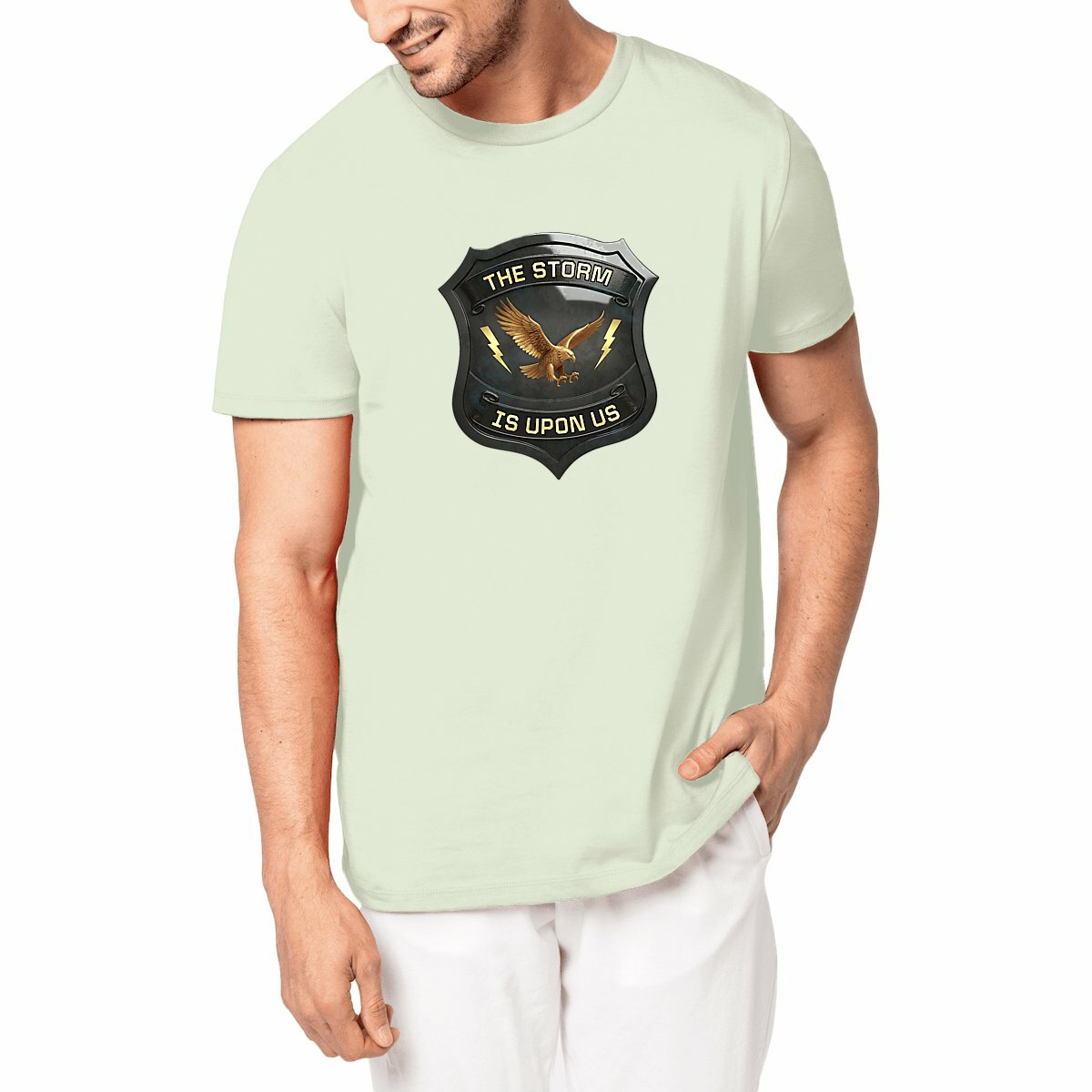 Image front ❀ T-Shirt Unisexe Mi-Épais Made in Portugal ~Premium ✦ THE STORM IS UPON US [🌐 EN] ✨