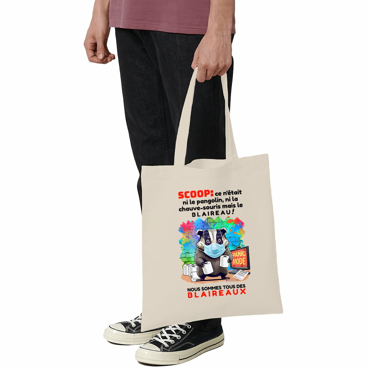 Image front ❀ Totebag Léger ~Premium ✦ PANIC MODE [🌐 FR] ✨