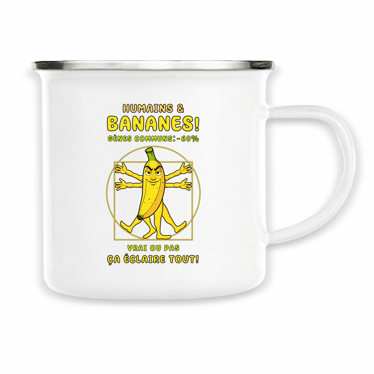 Image back ❀ Mug Metal ~Vintage Imprimé Sur Chaque Côté ✦ LA BANANE DE VITRUVE [🌐 FR] ✨
