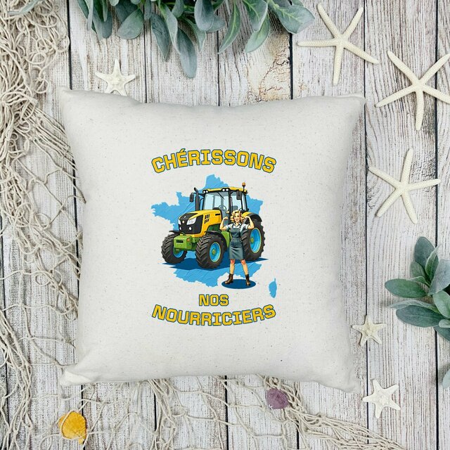 Image front ❀ Coussin + housse ~Premium+ ✧ SOUTENONS NOS FERMES [🌐 FR] ✨