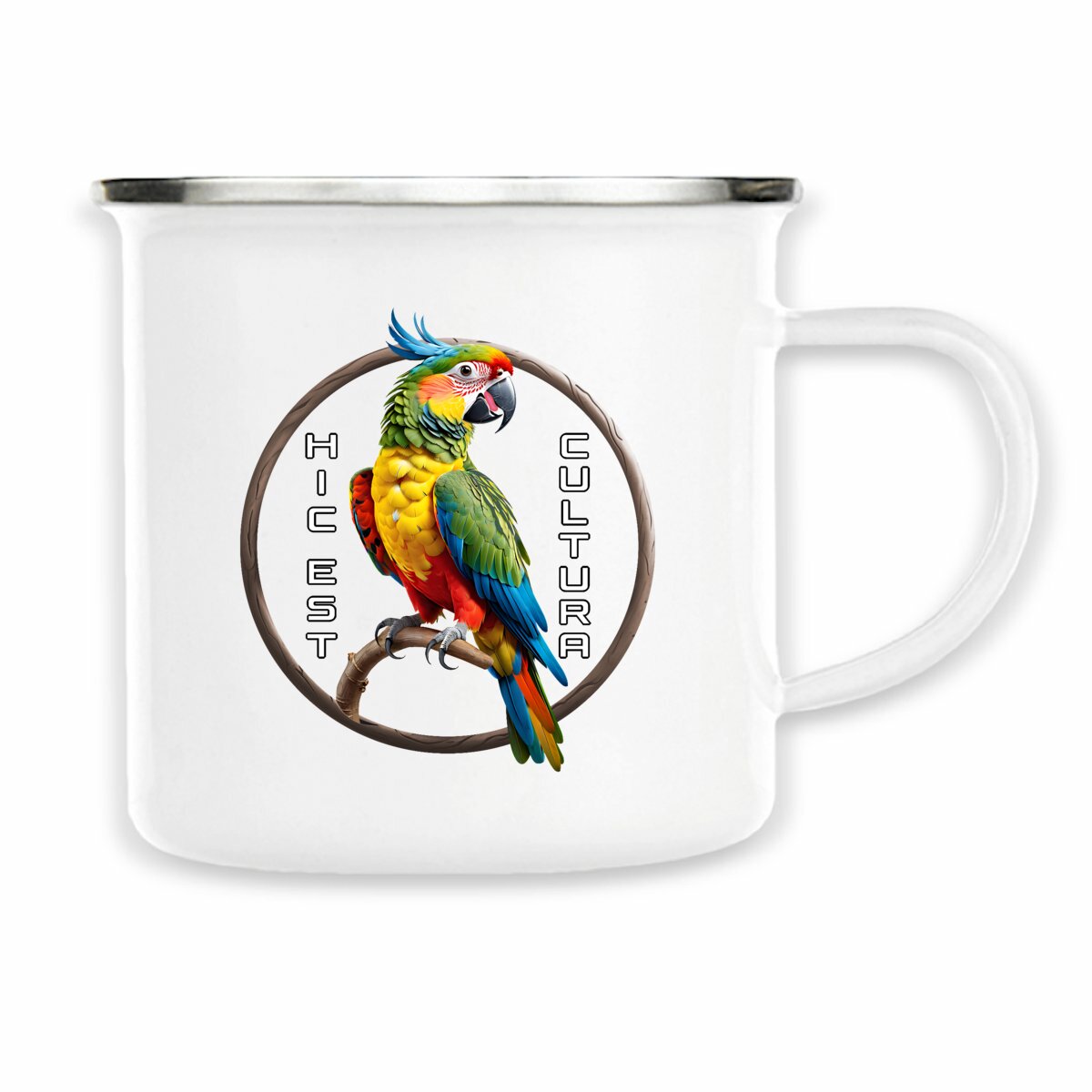 Image back ❀ Mug Metal Imprimé Sur Chaque Côté ~Vintage ✦ PERROQUET [🌐 LAT] ✨