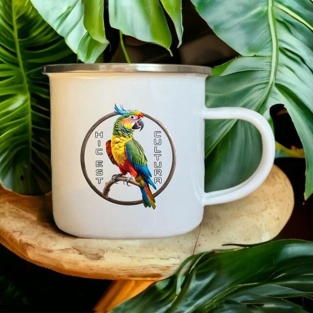 Image front ❀ Mug Metal Imprimé Sur Chaque Côté ✦ PERROQUET [🌐 LAT] ✨