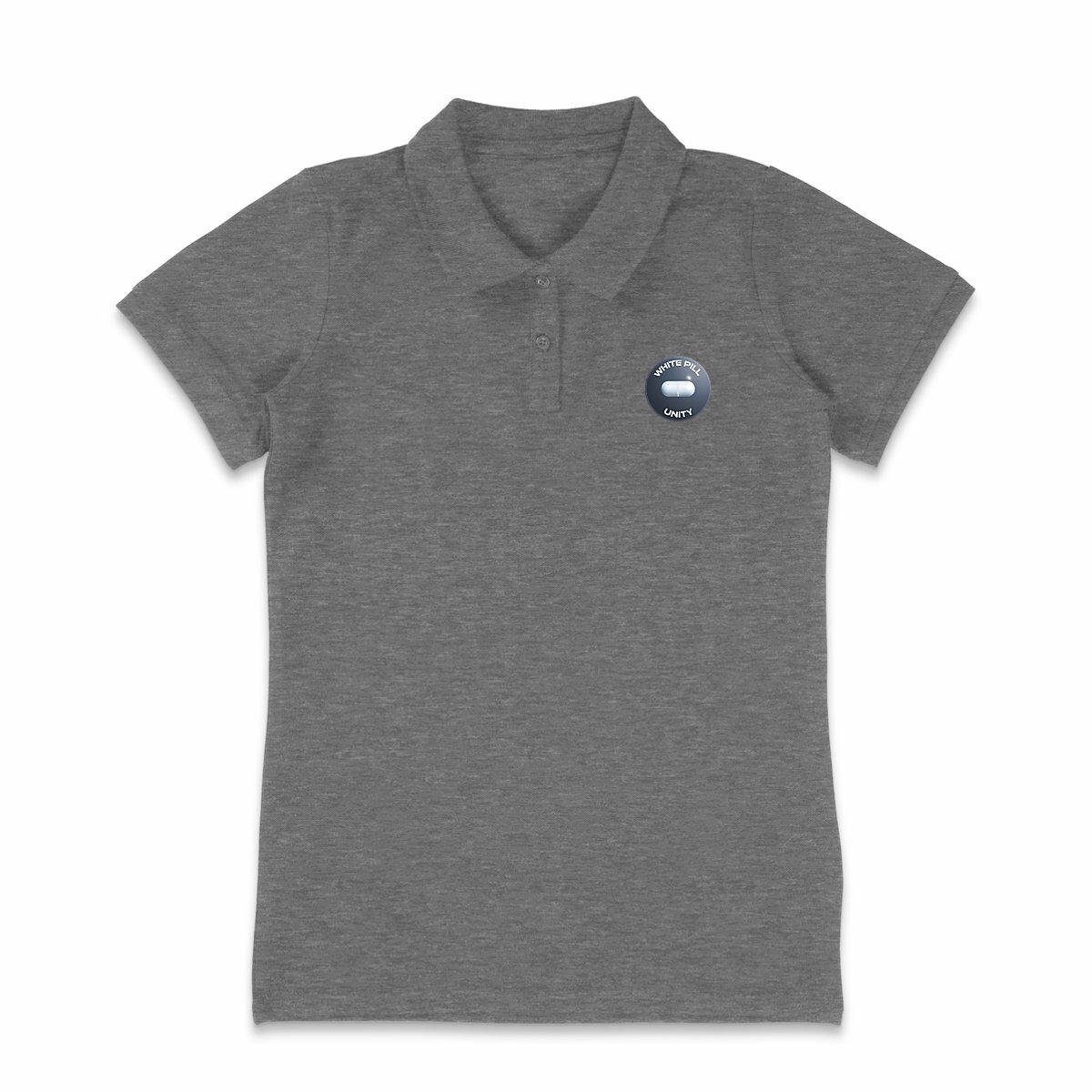 Image back ❀ Polo Mi-Épais Femme ~Premium Visuel Devant & au Dos ✦ BLACK PILL - NE PAS AVALER & WHITE PILL UNITY [🌐 EN] ✨