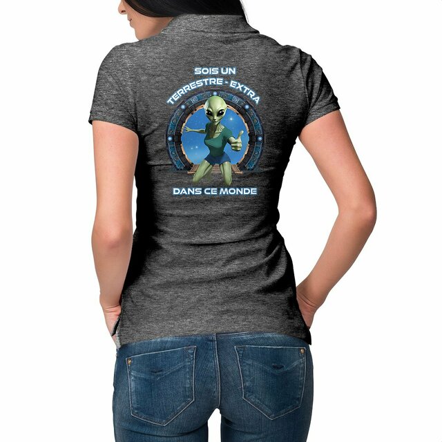 Image front ❀ Polo Mi-Épais Femme ~Premium Visuel Devant & au Dos ✦ ZETA (EXTRA-TERRESTRE) [🌐 FR] ✨