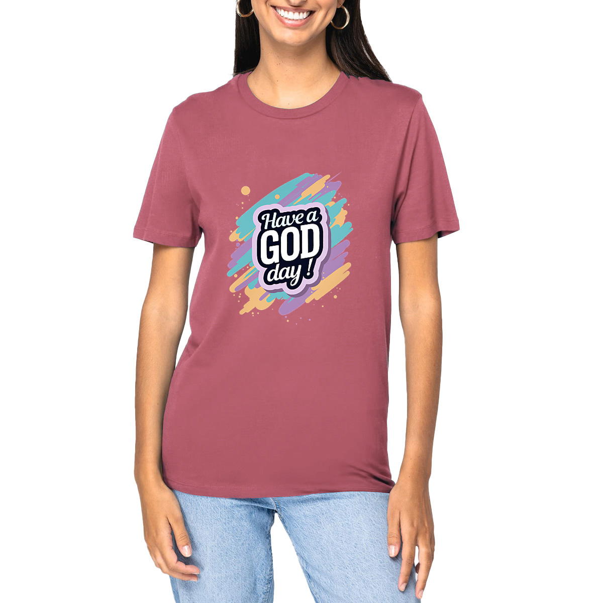 Image front ❀ T-Shirt Mi-Épais Unisexe ~Premium+ ✦ HAVE A GOD DAY ! [🌐 EN] ✨