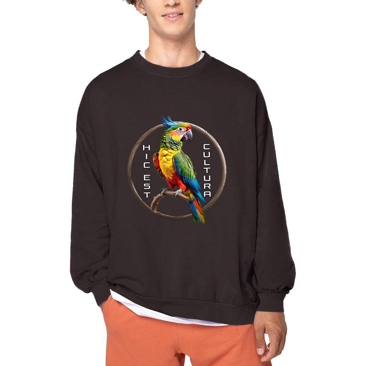 Image front ❀ Sweat-Shirt Standard Oversize Unisexe Made in Portugal ~Premium+ ✦ PERROQUET [🌐 LAT] ✨