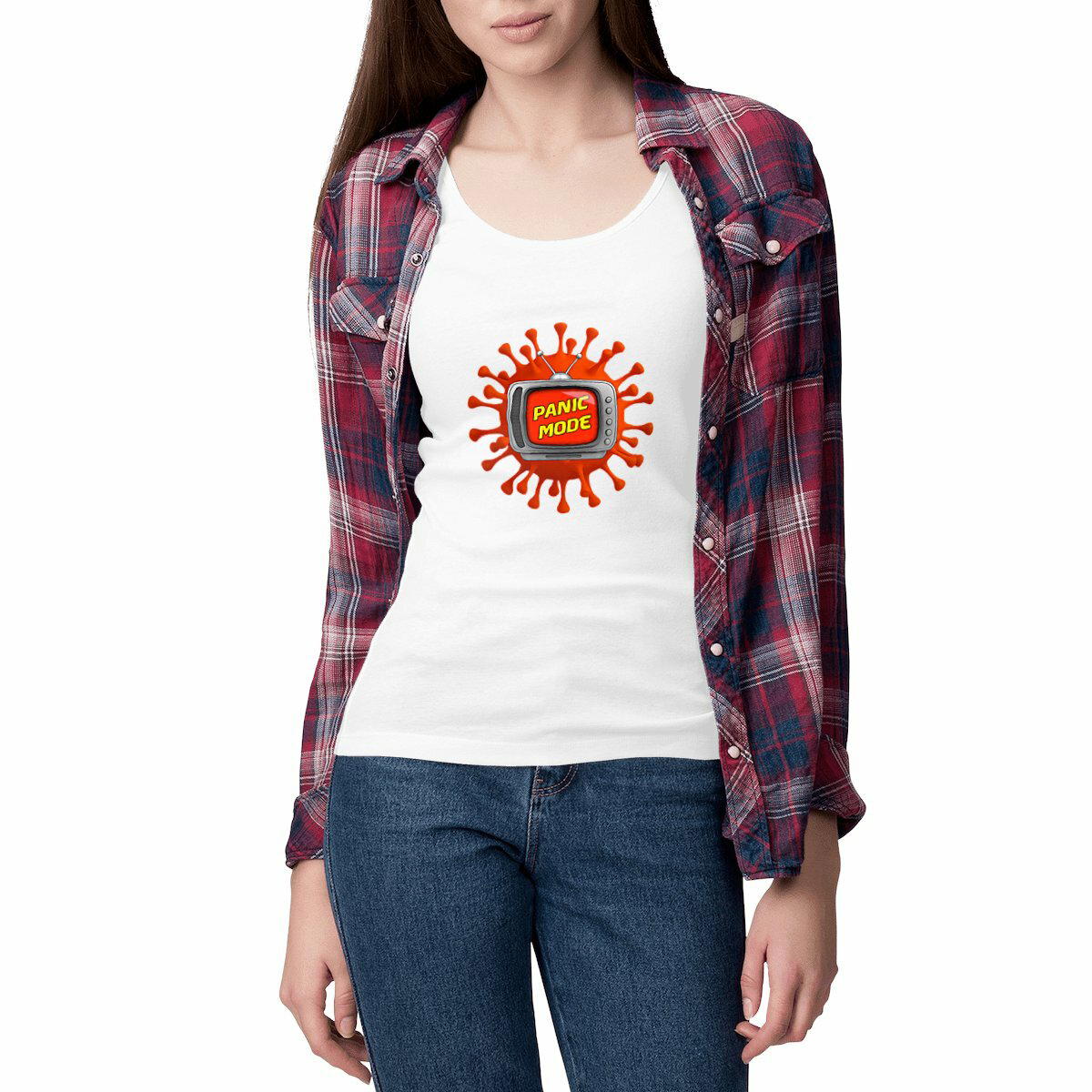 Image front ❀ Débardeur Mi-Léger Femme Cintré ~Premium ✦ PANIC MODE [🌐 FR] ✨