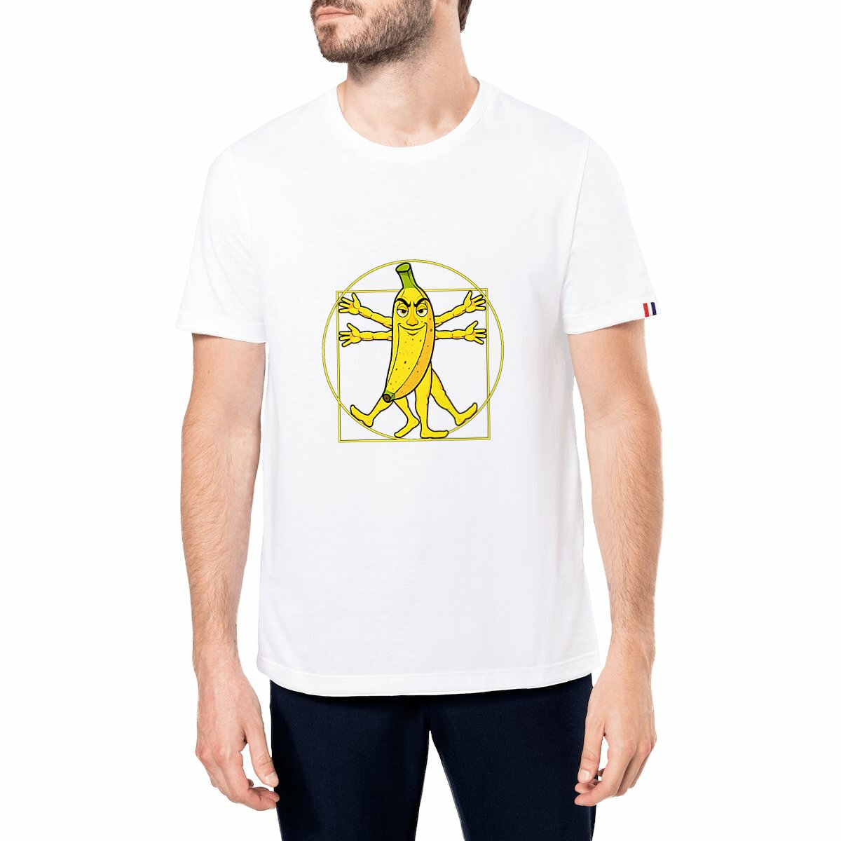 Image front ❀ T-Shirt Mi-Épais Homme Made in France ~Premium+ ✦ LA BANANE DE VITRUVE [🌐 FR] ✨