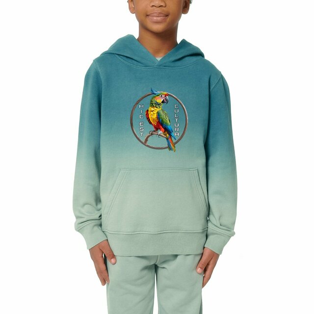 Image front ❀ Sweat à Capuche Standard Oversize Dip Dye Enfant Unisexe ~Premium+ ✦ PERROQUET [🌐 LAT] ✨