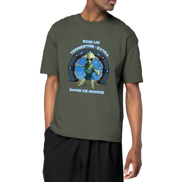 Image front ❀ T-Shirt Épais Unisexe Oversize ~Premium+ ✦ ZETA (EXTRA-TERRESTRE) [🌐 FR] ✨