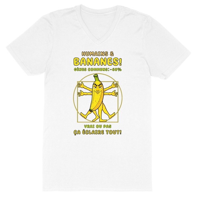 Image back ❀ T-Shirt Léger Homme Col V ~Change ✦ LA BANANE DE VITRUVE [🌐 FR] ✨