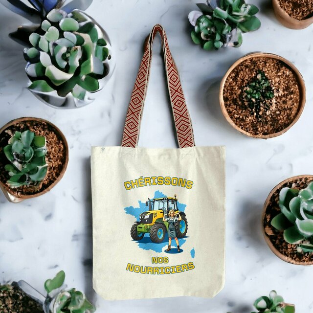 Image front ❀ Totebag Ethnique ~Premium+ ✧ SOUTENONS NOS FERMES [🌐 FR] ✨