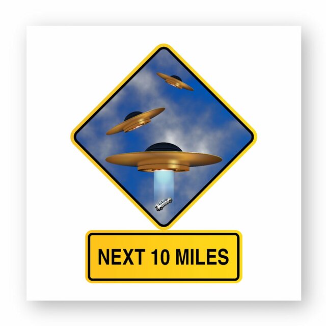 Image front ❀ Autocollant Carré / Sticker ~Premium ✦ UFO ALERT [🌐 EN] ✨