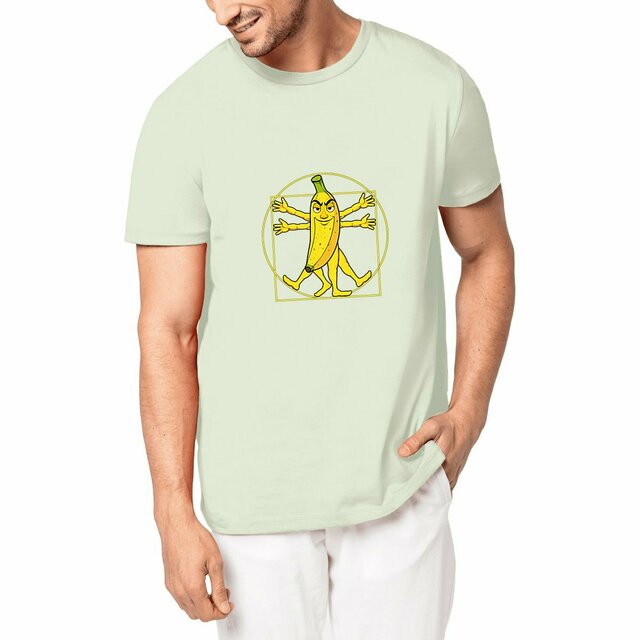 Image front ❀ T-Shirt Unisexe Mi-Épais Made in Portugal ~Premium ✦ LA BANANE DE VITRUVE [🌐 FR] ✨