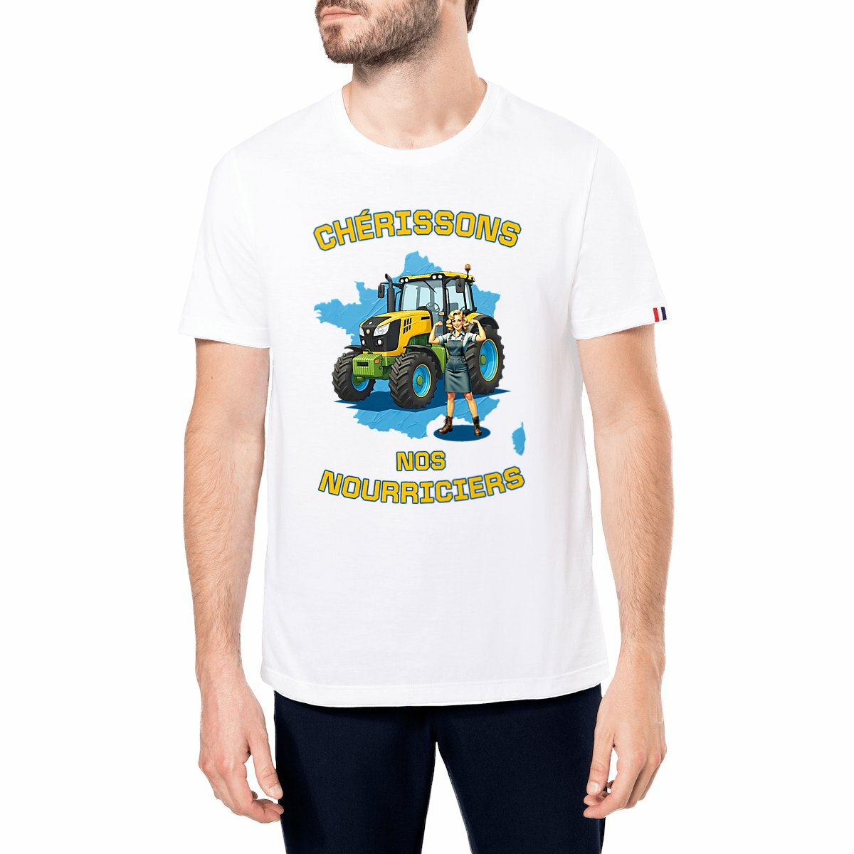 Image front ❀ T-Shirt Mi-Épais Homme Made in France ~Premium+ ✧ SOUTENONS NOS FERMES [🌐 FR] ✨