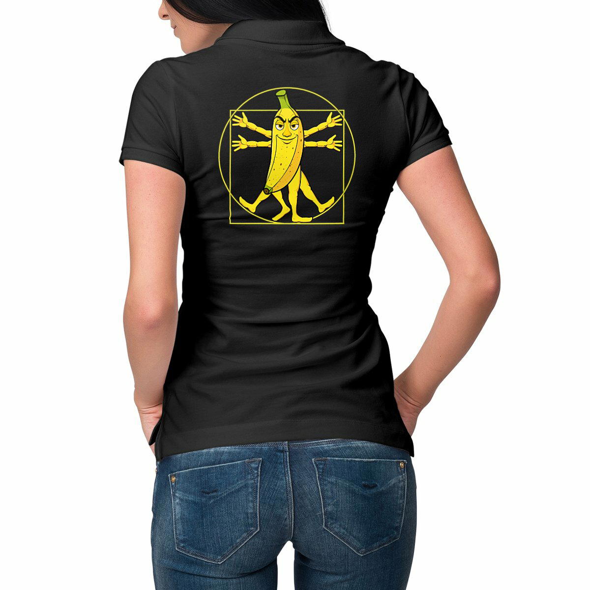 Image front ❀ Polo Mi-Épais Femme ~Premium Visuel Devant & au Dos ✦ LA BANANE DE VITRUVE [🌐 FR] ✨