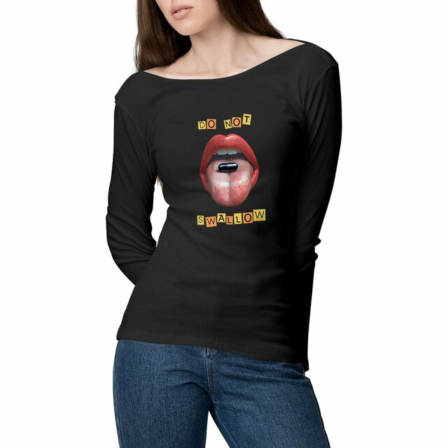 Image front ❀ T-Shirt Léger Femme Manches longues ~Premium ✦ BLACK PILL - NE PAS AVALER [🌐 EN] ✨