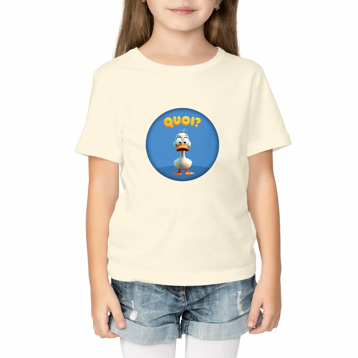 Image front ❀ T-Shirt Mi-Léger Unisexe Enfant ~Premium+ ✦ PETIT CANARD [🌐 FR] ✨