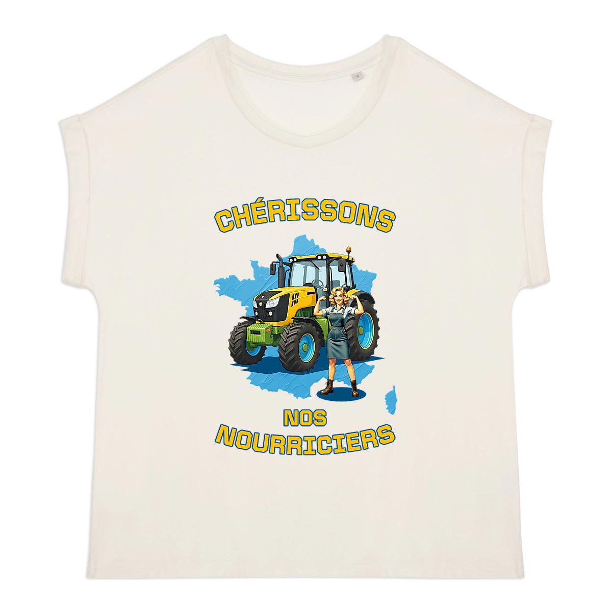 Image back ❀ T-Shirt Mi-Léger Femme Manches à Revers ~Premium ✧ SOUTENONS NOS FERMES [🌐 FR] ✨