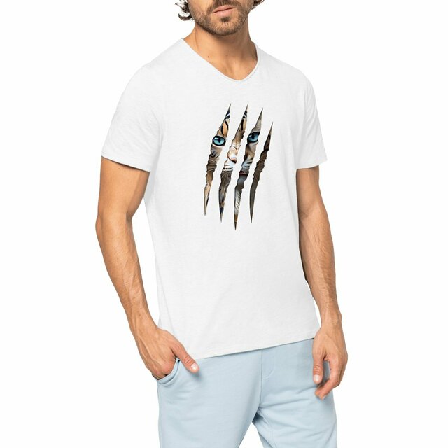 Image front ❀ T-Shirt Léger Homme Slub ~Premium+ ✦ LA GRIFFE DU CHAT [🌐 INT] ✨
