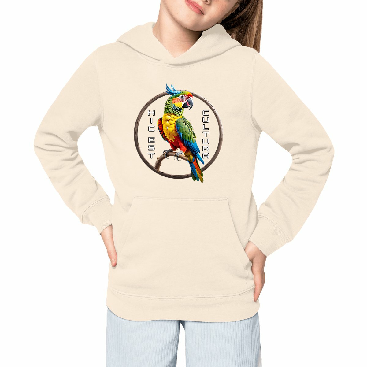 Image front ❀ Sweat-Shirt Épais à Capuche Unisexe Enfant ~Premium+ ✦ PERROQUET [🌐 LAT] ✨