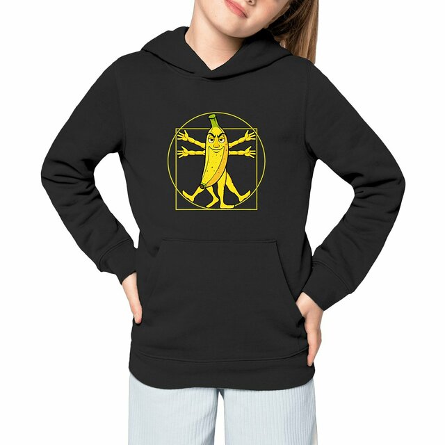 Image front ❀ Sweat-Shirt Épais à Capuche Unisexe Enfant ~Premium+ ✦ LA BANANE DE VITRUVE [🌐 FR] ✨