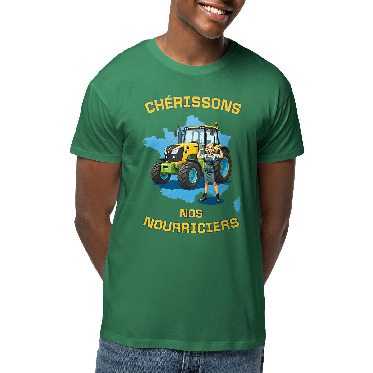 Image front ❀ T-Shirt Mi-Léger Unisexe ~Premium ✧ SOUTENONS NOS FERMES [🌐 FR] ✨