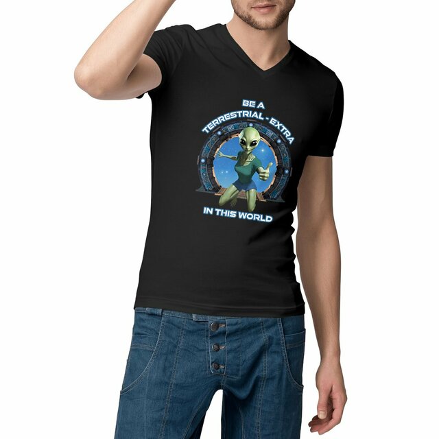 Image front ❀ T-Shirt Léger Homme Col V ~Change ✦ ZETA (ALIEN) [🌐 EN] ✨