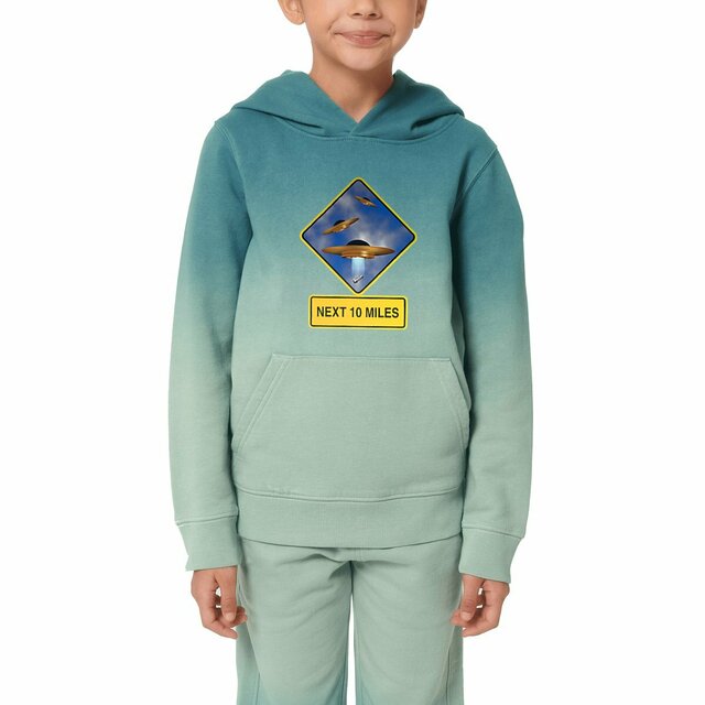 Image front ❀ Sweat à Capuche Standard Oversize Dip Dye Enfant Unisexe ~Premium+ ✦ UFO ALERT [🌐 EN] ✨