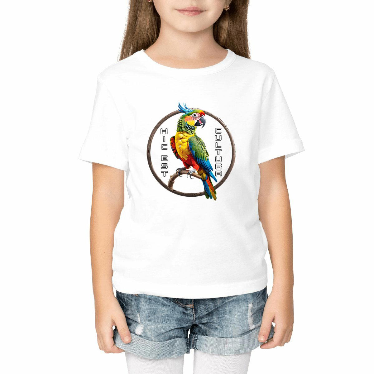 Image front ❀ T-Shirt Léger Unisexe Enfant ~Change ✦ PERROQUET [🌐 LAT] ✨