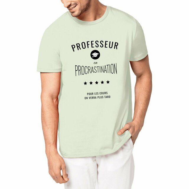 Image front ❀ T-Shirt Unisexe Mi-Épais Made in Portugal ✦ PROCRASTINATION [🌐 FR] ✨