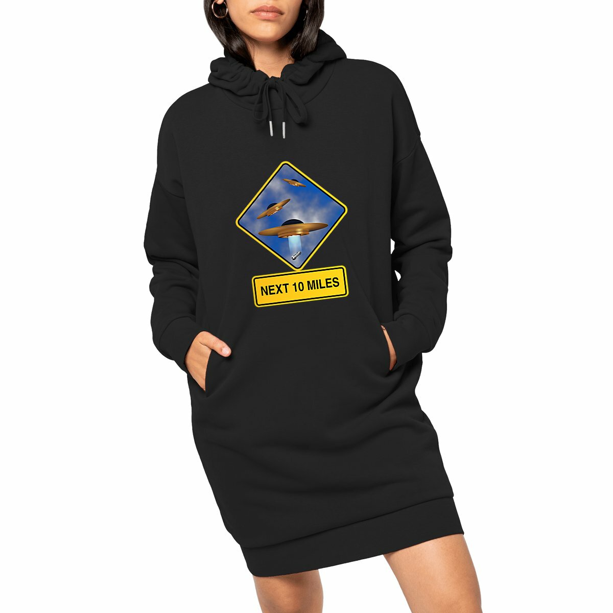 Image front ❀ Robe Sweat Lourde à Capuche Femme ~Premium+ ✦ UFO ALERT [🌐 EN] ✨