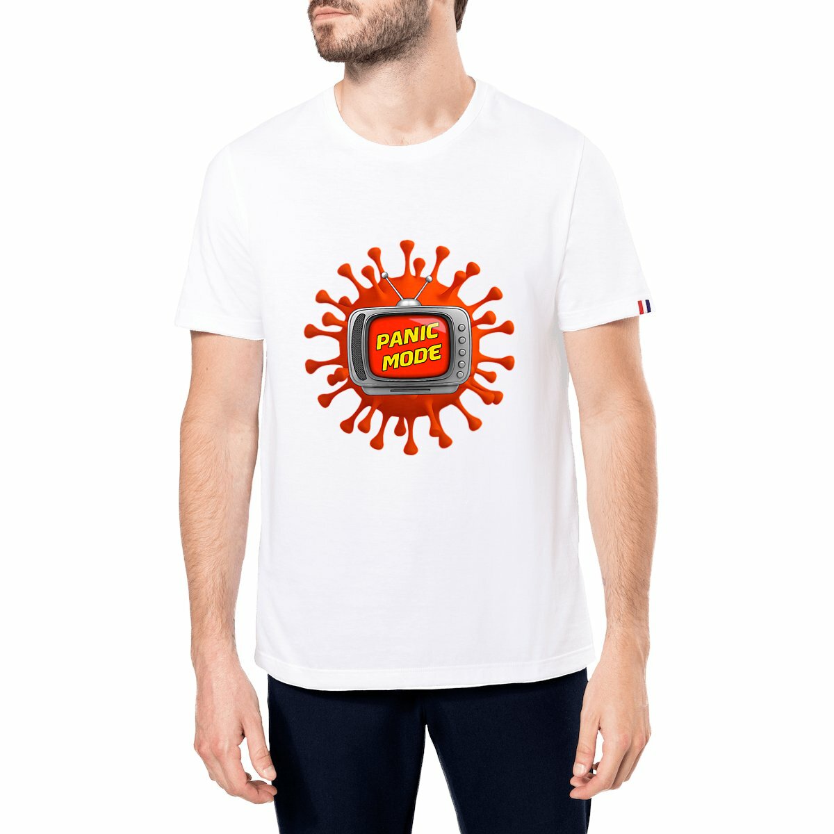 Image front ❀ T-Shirt Mi-Épais Homme Made in France ~Premium+ ✦ PANIC MODE [🌐 FR] ✨