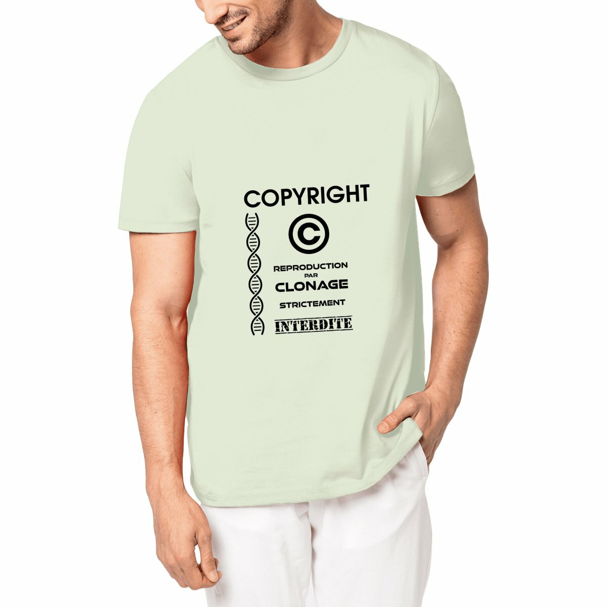 Image front ❀ T-Shirt Unisexe Mi-Épais Made in Portugal ~Premium ✦ L'ANTI-CLONE [🌐 FR] ✨