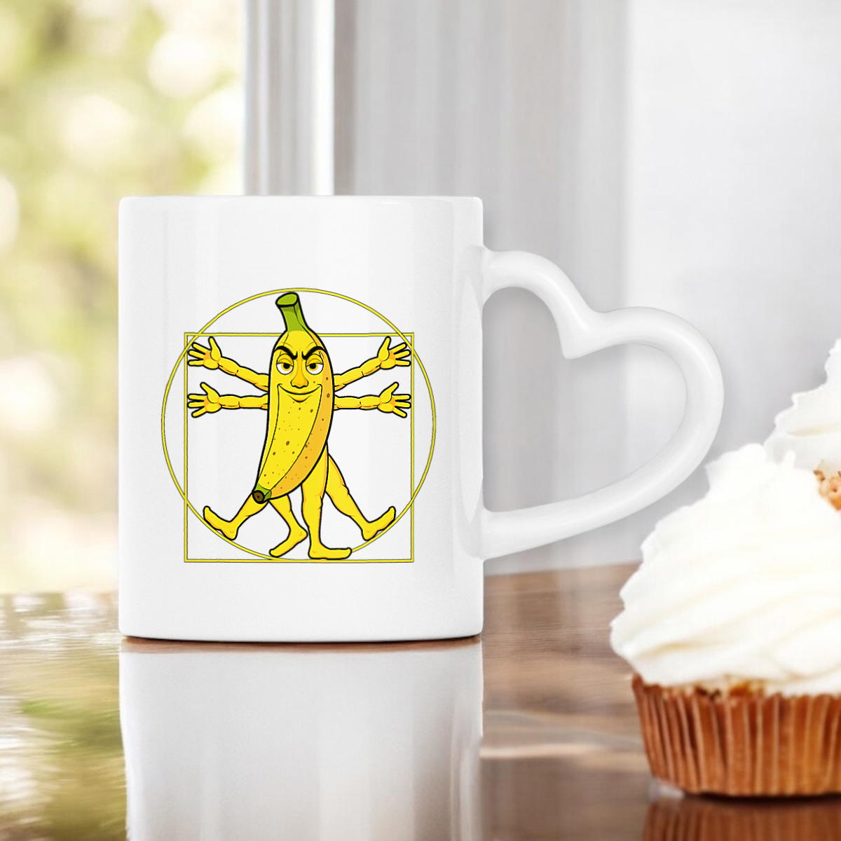 Image front ❀ Mug Céramique Avec Ance En Forme De Cœur Imprimé Sur Chaque Côté ~Premium ✦ LA BANANE DE VITRUVE [🌐 FR] ✨
