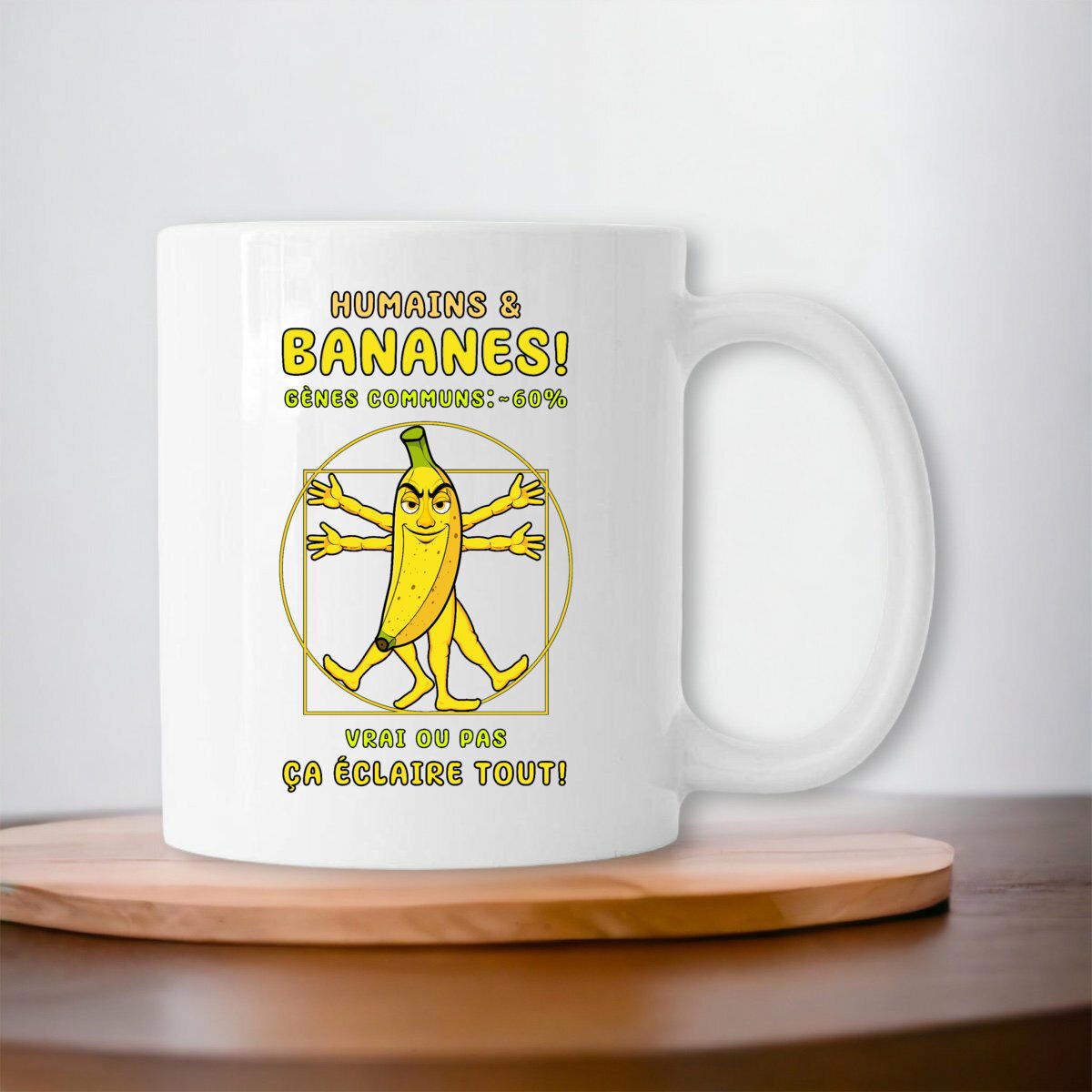 Image front ❀ Mug Céramique Imprimé Sur Chaque Côté ~Premium ✦ LA BANANE DE VITRUVE [🌐 FR] ✨