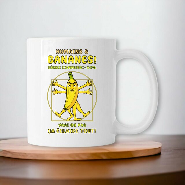 Image front ❀ Mug Céramique Imprimé Sur Chaque Côté ~Premium ✦ LA BANANE DE VITRUVE [🌐 FR] ✨